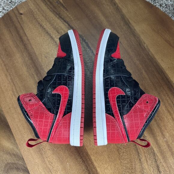 Size 9c - New Air Jordan 1 Mid SS TD Bred Black Gym Red White Toddler DM9649 001 - Picture 8 of 12